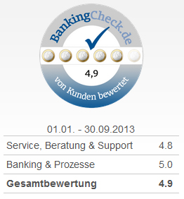 BankingCheck Award 2013 - 2. Platz Online-Broker 2013 BankingCheck Award 2013 - 2. Platz Online-Broker 2013