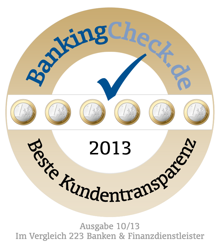 BankingCheck Award 2013 - Beste Kundentransparenz 2013