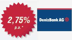 DenizBank 2,75% Zinsen aufs Tagesgeld
