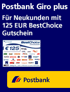 Postbank Girokonto mit 125 EUR BestChoice Gutschein