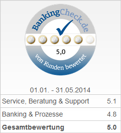 BankingCheck Award 2014 - 3. Platz Beste Bank Berlin 2014