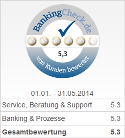 BankingCheck Award 2014 - 3. Platz Direktbank 2014