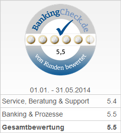 BankingCheck Award 2014 - 2. Platz Direktbank 2014