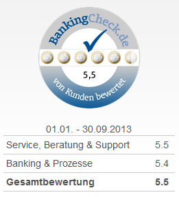 BankingCheck Award 2013 - Bester Online-Broker 2013