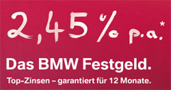 2,45% Zinsen beim 1-jährigen BMW Bank Festgeld