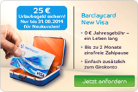 Barclaycard New Visa mit 25€ Urlaubsgeld