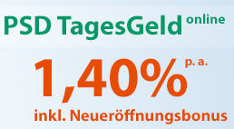 1,40% Sonderzins beim PSD Bank Hessen-Thüringen Tagesgeldkonto