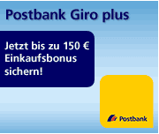 Postbank Giro plus eröffnen und bis zu 150 EUR Gutschrift erhalten
