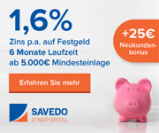 ATLANTICO Europa Festgeld mit 1,60% Zinsen erhältlich bei Savedo