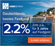 VABA Banka Festgeld - Laufzeit 3 Jahre mit 2,20% Zinsen