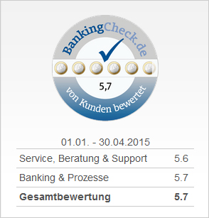 Gesamtbewertung - Platz 1 Direktbank - MoneYou