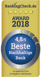 BankingCheck Award 2018 Testsiegel - Nachhaltige Bank
