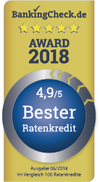 BankingCheck Award 2018 Testsiegel - Ratenkredit