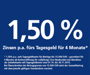 Postbank Girokonto giro plus mit 1,50% beim dazugehörigen Tagesgeldkonto